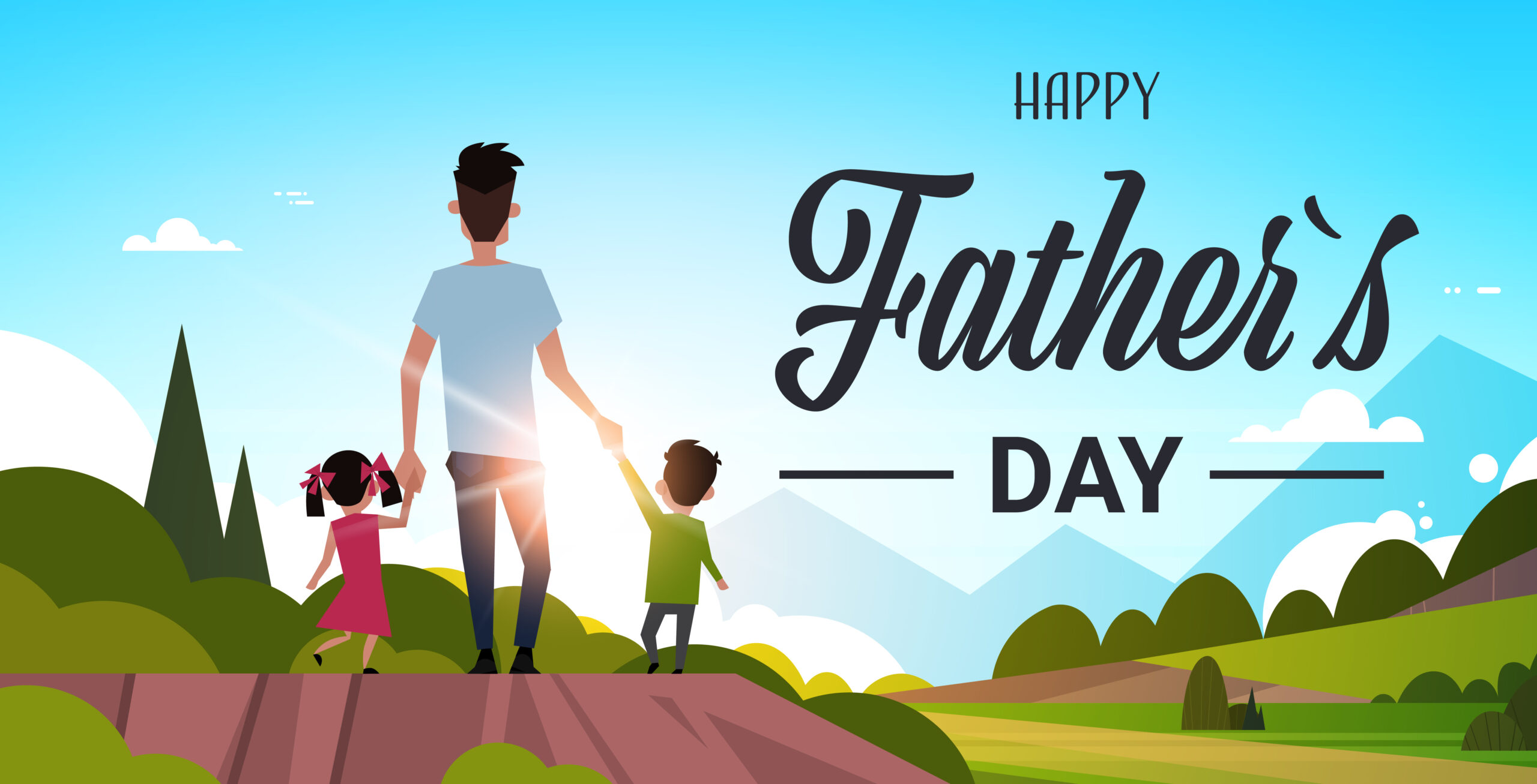 Happy,Father,Day,Family,Holiday,Daughter,And,Son,Hold,Dad